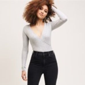 Dynamite Soft Wrap Body Suit in Grey - NWT!